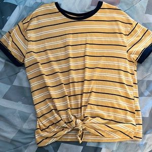 Yellow striped crop top shirt